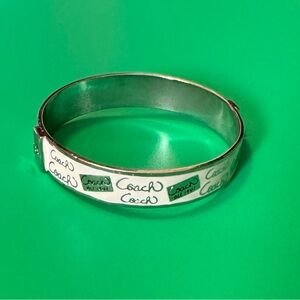 Like New Coach Bangle Bracelet, Silver/Cream Color